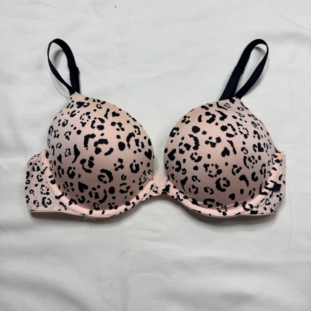 Victoria’s Secret Leopard Print Women's Push Up Bra - Pink and Black